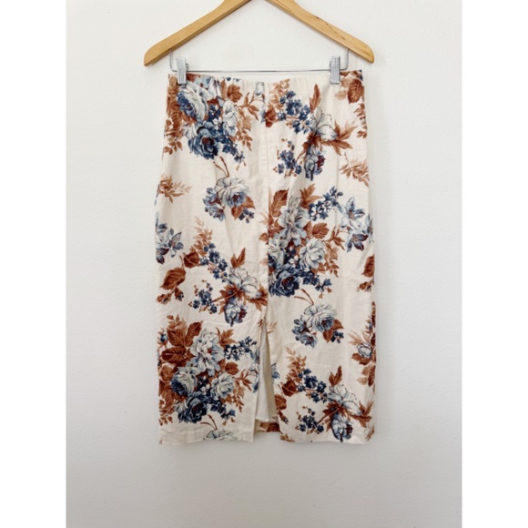 Abercrombie & Fitch Floral Printed Linen Blend Midi Skirt (Read Description) - Picture 5 of 8